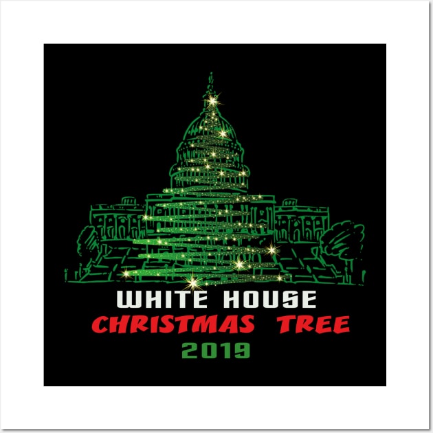 White House merry christmas Wall Art by TOPTshirt